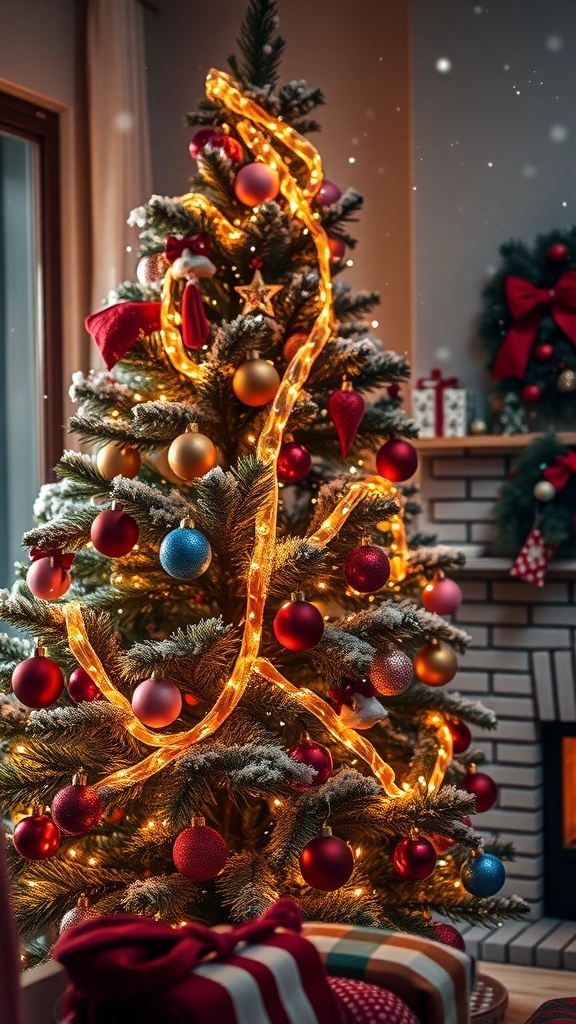 Aesthetic Christmas profile picture with a decorated tree and winter scenery.